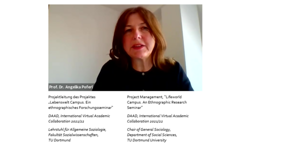 Das Bild zeigt eine Momentaufnahme von Prof. Dr. Angelika Poferl aus einem virtuellen Meeting. 