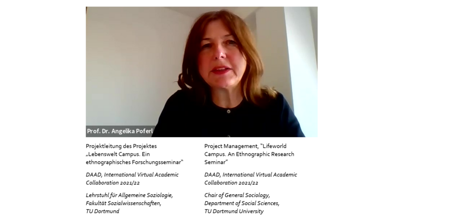 The picture shows a snapshot of Prof. Dr. Angelika Poferl from a virtual meeting. 