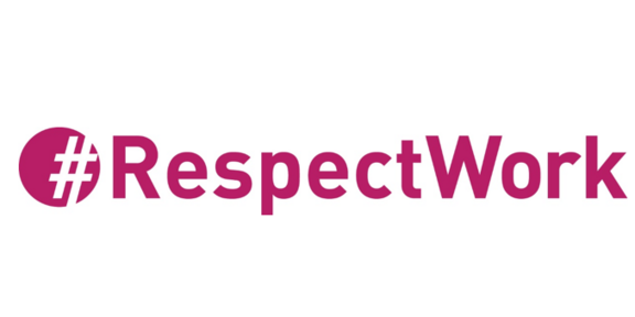 Purple lettering: "#RespectWork"