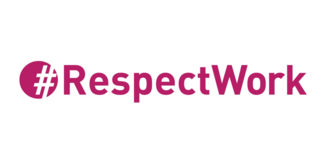 Lila Schriftzug: "#RespectWork"