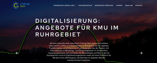 Screenshot der Webseite mit dem Zukunfts-HUB