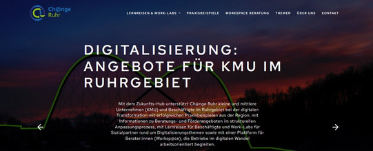 Screenshot der Webseite mit dem Zukunfts-HUB