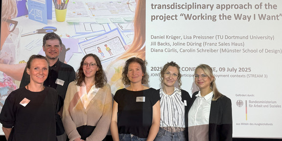 Die Vortragenden der Schwerpunkt-Session (von links nach rechts): Carolin Schreiber, Daniel Krüger, Lisa Preissner, Diana Cürlis, Jill Backs, Joline Düring