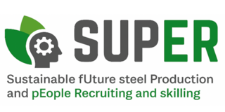 Projektlogo von SUPER: Silhouette eines Kopfs mit einem Zahnrad, daran zwei grüne Blätter. Daneben der Schriftzug "SUPER" und der volle Name des Projekts.