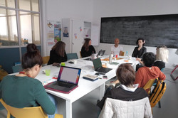 Meeting situation with eight people