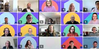 Screenshot einer Videokonferenz mit 28 Teilnehmern