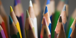 The photo shows a close up of crayon tips.
