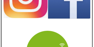 The icons of Instagram and Facebook above the icon Sowi