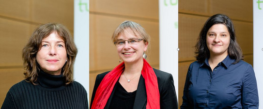 Die Fotokollage besteht aus Porträtfotos von Prof. Dr. Angelika Poferl, Prof. Dr. Nicole Burzan und Prof. Dr. Mona Motakef.